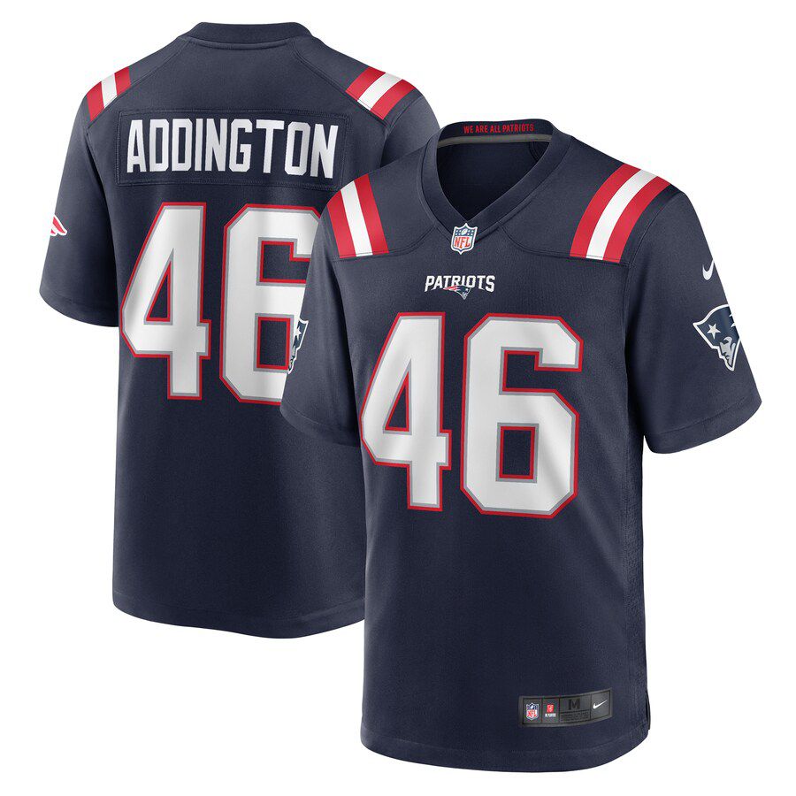 Men New England Patriots #46 Tucker Addington Nike Navy Home Game Player NFL Jersey